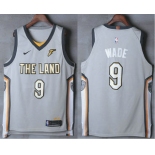 Men's Cleveland Cavaliers #9 Dwyane Wade Gray The Land 2017-2018 Nike Authentic Stitched NBA Jersey