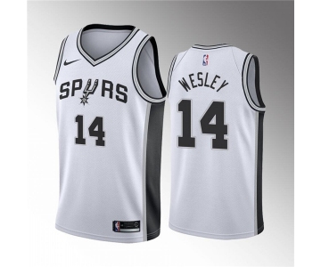 Men' San Antonio Spurs #14 Blake Wesley White Association Edition Stitched Jersey