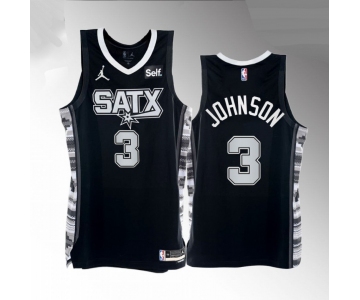 Men' San Antonio Spurs #3 Keldon Johnson 2022-23 Black Stitched Jersey