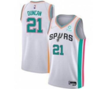 Men San Antonio Spurs Tim Duncan 2022 White City Diamond 75th Anniversary Jersey