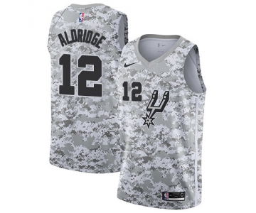 Men's Nike San Antonio Spurs #12 LaMarcus Aldridge White Camo Basketball Swingman Earned Edition Jersey