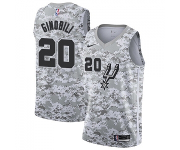 Men's Nike San Antonio Spurs #20 Manu Ginobili White Camo Basketball Swingman Earned Edition Jersey