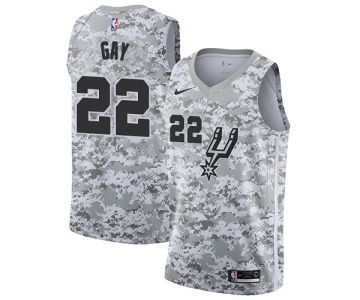 Men's Nike San Antonio Spurs #22 Rudy Gay White Camo Basketball Swingman Earned Edition Jersey