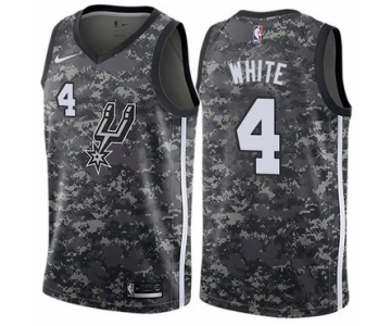 Men's Nike San Antonio Spurs #4 Derrick White Black Basketball Swingman City Edition 2018-19 Jersey