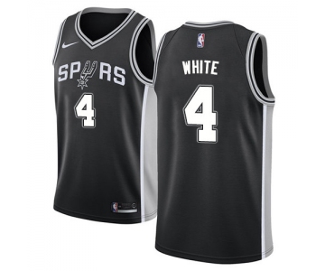 Men's Nike San Antonio Spurs #4 Derrick White Black Basketball Swingman Icon Edition Jersey