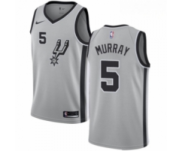 Mens Nike San Antonio Spurs 5 Dejounte Murray Swingman Silver Alternate NBA Jersey Statement Edition