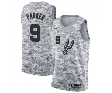 Men's Nike San Antonio Spurs #9 Tony Parker White Camo Basketball Swingman Earned Edition Jersey