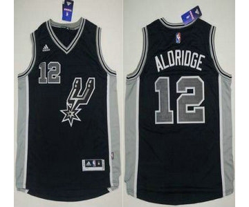 Men's San Antonio Spurs #12 LaMarcus Aldridge Revolution 30 Swingman 2015-16 New Black Jersey