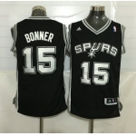 Men's San Antonio Spurs #15 Matt Bonner Revolution 30 Swingman Black Jersey