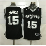 Men's San Antonio Spurs #15 Matt Bonner Revolution 30 Swingman Black Jersey