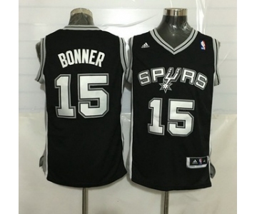 Men's San Antonio Spurs #15 Matt Bonner Revolution 30 Swingman Black Jersey