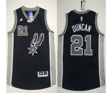 Men's San Antonio Spurs #21 Tim Duncan Revolution 30 Swingman 2015-16 New Black Jersey