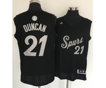 Men's San Antonio Spurs #21 Tim Duncan adidas Black 2016 Christmas Day Stitched NBA Swingman Jersey