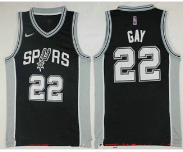 Men's San Antonio Spurs #22 Rudy Gay Black 2017-2018 Nike Icon Edition Swingman Jersey