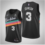 Men's San Antonio Spurs #3 Keldon Johnson Black 2021 Nike City Edition Swingman Stitched NBA Jersey With The NEW Sponsor Logo