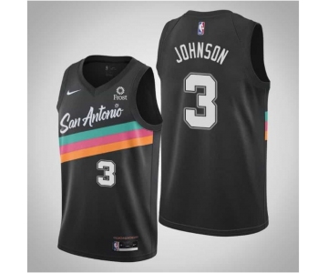 Men's San Antonio Spurs #3 Keldon Johnson Black 2021 Nike City Edition Swingman Stitched NBA Jersey With The NEW Sponsor Logo