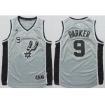 Men's San Antonio Spurs #9 Tony Parker Revolution 30 Swingman 2014 New Gray Jersey