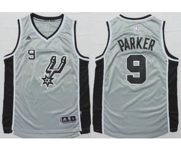 Men's San Antonio Spurs #9 Tony Parker Revolution 30 Swingman 2014 New Gray Jersey