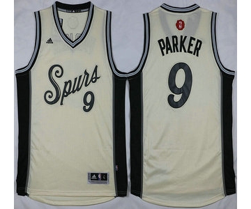 Men's San Antonio Spurs #9 Tony Parker Revolution 30 Swingman 2015 Christmas Day White Jersey