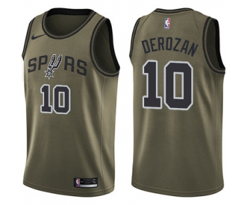 Nike San Antonio Spurs #10 DeMar DeRozan Green NBA Swingman Salute to Service Jersey