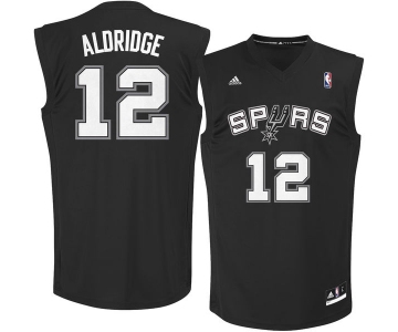 San Antonio Spurs 12 LaMarcus Aldridge Black Fashion Replica Jersey