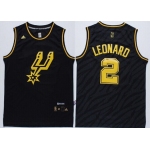 San Antonio Spurs #2 Kawhi Leonard Revolution 30 Swingman 2014 Black With Gold Jersey