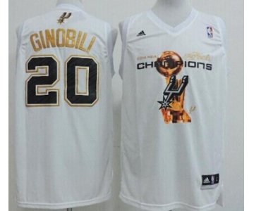 San Antonio Spurs #20 Manu Ginobili Revolution 30 Swingman 2014 Champions White Jersey