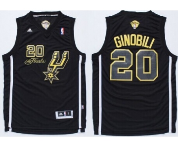 San Antonio Spurs #20 Manu Ginobili Revolution 30 Swingman 2014 The Finals Black/Gold Jersey