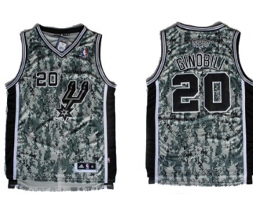 San Antonio Spurs #20 Manu Ginobili Revolution 30 Swingman Camo Jersey