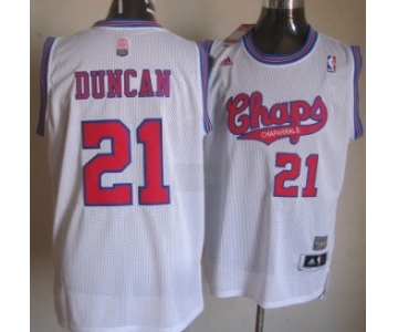 San Antonio Spurs #21 Tim Duncan ABA Hardwood Classic Swingman White Jersey