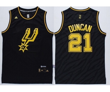 San Antonio Spurs #21 Tim Duncan Revolution 30 Swingman 2014 Black With Gold Jersey