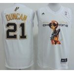San Antonio Spurs #21 Tim Duncan Revolution 30 Swingman 2014 Champions White Jersey