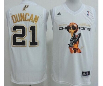 San Antonio Spurs #21 Tim Duncan Revolution 30 Swingman 2014 Champions White Jersey
