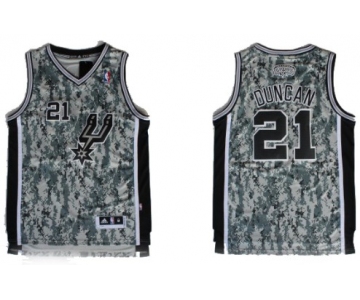 San Antonio Spurs #21 Tim Duncan Revolution 30 Swingman Camo Jersey