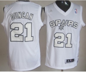 San Antonio Spurs #21 Tim Duncan Revolution 30 Swingman White Big Color Jersey