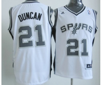 San Antonio Spurs #21 Tim Duncan Revolution 30 Swingman White Jersey