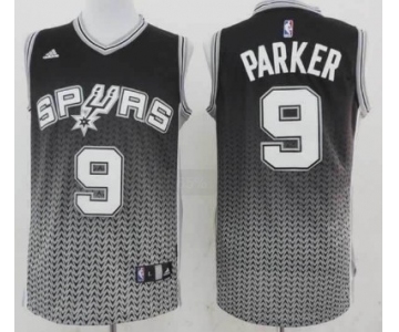 San Antonio Spurs #9 Tony Parker Black/White Resonate Fashion Jersey