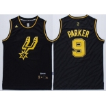 San Antonio Spurs #9 Tony Parker Revolution 30 Swingman 2014 Black With Gold Jersey