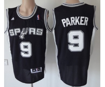 San Antonio Spurs #9 Tony Parker Revolution 30 Swingman Black Jersey