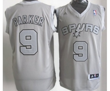 San Antonio Spurs #9 Tony Parker Revolution 30 Swingman Gray Big Color Jersey