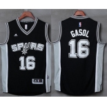 Spurs #16 Pau Gasol Black Stitched NBA Jersey