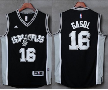 Spurs #16 Pau Gasol Black Stitched NBA Jersey