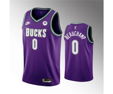 Men's Milwaukee Bucks #0 MarJon Beauchamp 2022-23 Purple Classic Edition Swingman Stitched Basketball Jersey