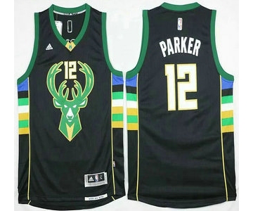 Men's Milwaukee Bucks #12 Jabari Parker Revolution 30 Swingman 2015-16 Black Jersey