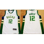 Men's Milwaukee Bucks #12 Jabari Parker Revolution 30 Swingman 2015 New White Jersey