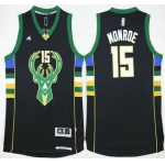 Men's Milwaukee Bucks #15 Greg Monroe Revolution 30 Swingman 2015-16 Black Jersey