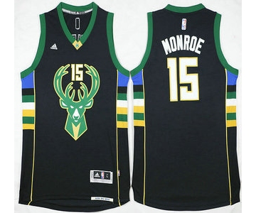 Men's Milwaukee Bucks #15 Greg Monroe Revolution 30 Swingman 2015-16 Black Jersey