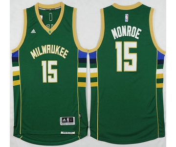 Men's Milwaukee Bucks #15 Greg Monroe Revolution 30 Swingman 2015-16 Green Jersey