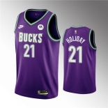 Men's Milwaukee Bucks #21 Jrue Holiday 2022-23 Purple Classic Edition Swingman Stitched Basketball Jersey