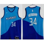 Men's Milwaukee Bucks #34 Giannis Antetokounmpo Blue Nike 2021 Swingman Stitched NBA Jersey